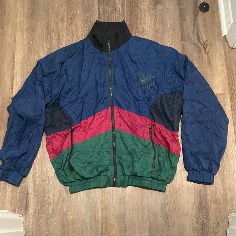 Vintage 90s Reebok Shaq Lined Warm Up Jogger Track Set Blue Green Red Mens M
